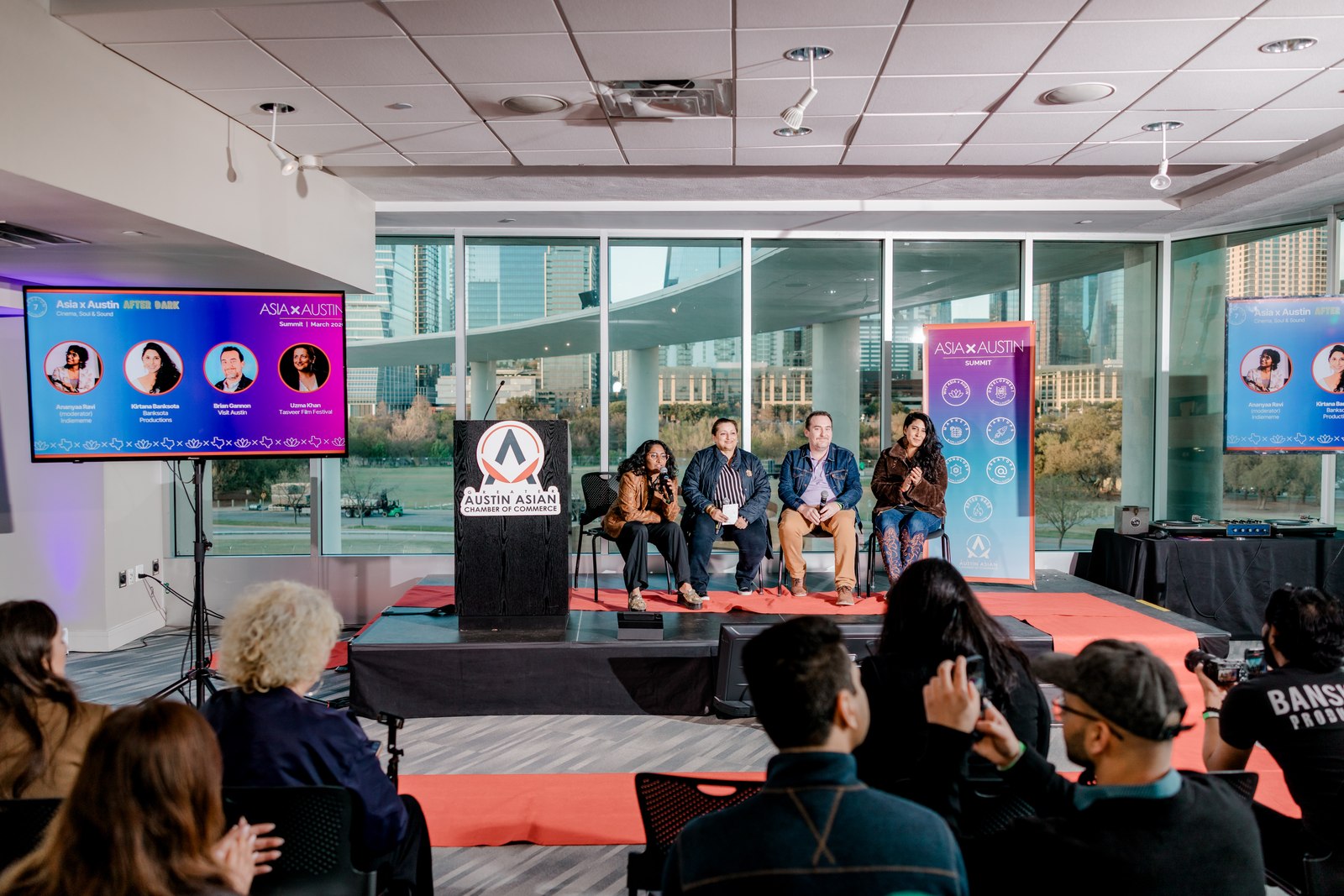 Panelists and attendees sharing ideas at Asia X Austin.